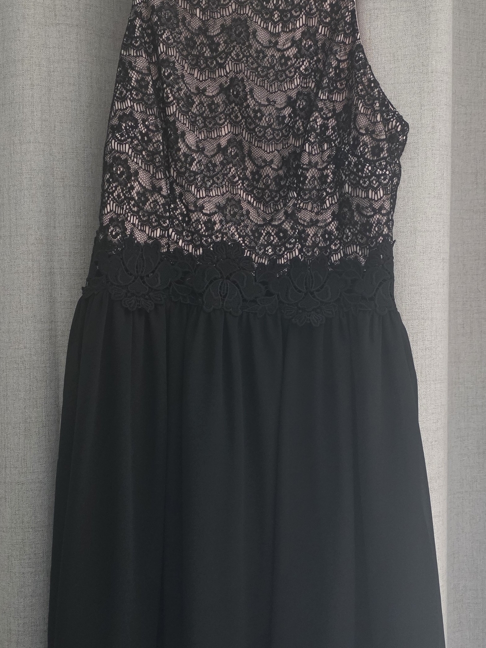 Francesca's Black Lace Dress with Blush Lining